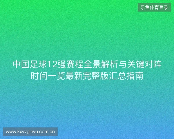 中国足球12强赛程全景解析与关键对阵时间一览最新完整版汇总指南